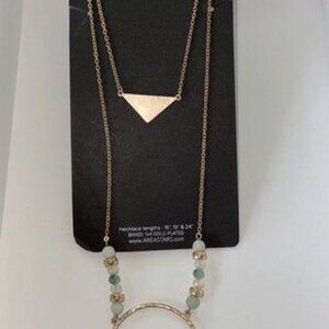 Necklaces Mint Green And Gold Triangle Hoop